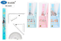 Набор геометрический (2 треуг. 20см лин., трансп.) "Аниме-Знаки Зодиака"