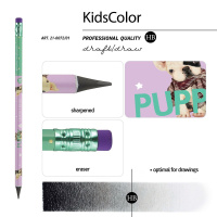 Карандаш ч/гр BV "Kids. Бульдог" грифель 3мм, пластик.корпус, с ластиком, НВ