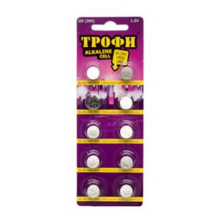 Батарейка-таблетка  G-9 Трофи LR936, LR45, блистер, 10 шт