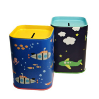 Копилка металл. "Транспорт" 7,7*7,7*10,5 см, ассорти дизайнов