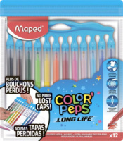 Фломастеры  12цв "Color peps long life", с нетеряющимся колпачком, смываемые