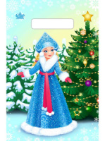 Пакет 30*20см (30мк) с вырубной укрепл. ручкой "Внучка Мороза" ПВД