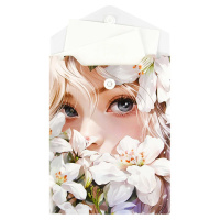 Конверт на кнопке  с рисунком А6 (158*114мм) Девушка в лилиях