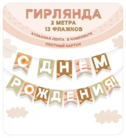 Гирлянда "С Днем Рождения" 2,5м флажки