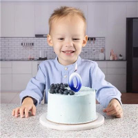 Свеча-цифра "0" Омбре голуб/синий, 6см.