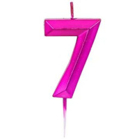 Свеча-цифра "7" Диамант Маджента, 4,5см.