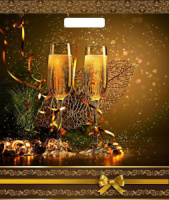 Пакет с вырубной усил. ручкой 38х45 (60мк) Игристые фужеры