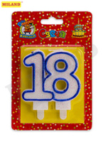 Свеча-цифра "Даты. 18" синяя