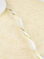 Лента упаковочная 20мм*91м, золотые полосы, белый