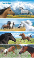 Наклейки детские 16*9см  "Лошади" с блёстками
