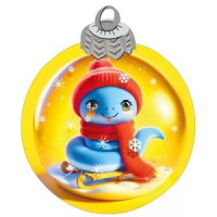 Украшение на скотче 15*15см "Змея в шарике"