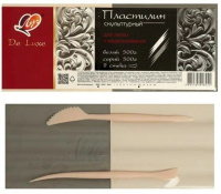 Пластилин скульптурный 1000гр.  белый+ серый, 2стека