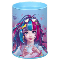 Копилка-подставка для канцелярских принадлежностей металл "Девушка с сердцем" 10,4*7,5*7,5см