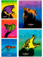 Тетрадь А5 48л кл. Проф-Пресс "Рисунки диких животных" лен, белизна 100%