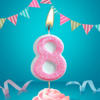 Свеча-цифра "8" сахарная, 4см