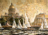 Магнит сувенирный СПБ. Петербург Владимира Ременца "Исаакиевский собор" 68*95см