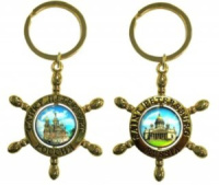 Брелок метал. штурвал "Исаакий-Спас", золото