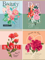 Тетрадь А5  96л кл. Проф-Пресс "Стильная флористика" лен