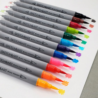 Набор маркеров для скетчинга  12цв. кистевидн./линер Sketch and Art. двусторон., 0,4-3мм