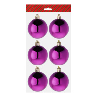 Набор елочных шаров 6 см, 6 шт., маджента, пластик