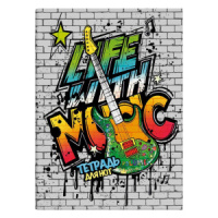 Тетрадь для нот А4  8л., вертик., скоба "Акустичекая гитара"