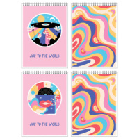 Блокнот А5  60л гребень "Винил" клетка, мат.лам.*