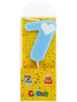 Свеча-цифра "7" с сердечком