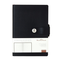 Ежедневник недат. А5 136л., мягк.пер., иск.кожа "Primavera. Черный" магнит.хлястик, ляссе