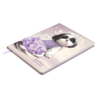 Дневник универсальн. обл. кожзам, тв.пер. "Собачка в юбке" аппликация, ляссе, 48 л.