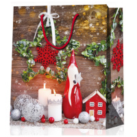 Пакет подар. бум. новогодн. 31*42*12 см 210 гр/м2 "Фонарики" микс дизайнов