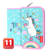 Пенал 1 отд. (205*110*25) молния, ткань, наполнение 11пр. "Rainbow Skate"