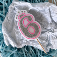 Свеча-цифра "6" Розовая принцесса