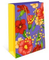 Пакет подар. бумажн. 26*32*12 см, 130гр/м Гибискус