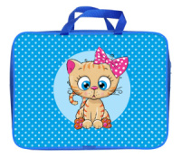 Папка А4 (360*270*80) с ручками, молния, ткань "Кошечка в бантике"