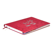 Еженедельник дат. 2024г, А5  96л., кож.зам., мягк.пер. "Кассандра малиновый" тисн.фольгой, ляссе