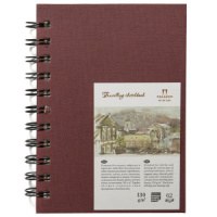 Блокнот А6, 62л. "Travelling sketchbook" гранатовый, пружина слева