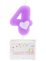 Свеча-цифра "4" с сердечком