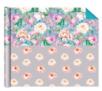 Бумага упаковочная двусторонняя 70*100см "Цветы/точки"