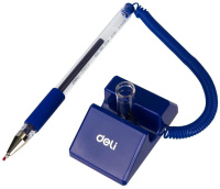 Ручка гелевая Deli Daily   0,5мм синяя на подставке, резиновая манжета