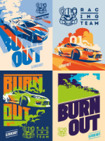 Блокнот А6  32л скоба "Машины для дрифта"*