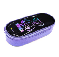 Пенал-косметичка с откид.планкой (210*85*50) молния, ткань, ПВХ "Модный мишка"