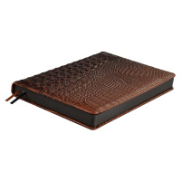 Ежедневник недат. А5+ 160л., кож.зам., тв.пер. "Аллигатор коричневый" тисн. ляссе