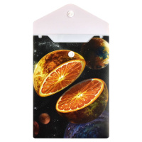 Конверт на кнопке  с рисунком А6 Космический апельсин