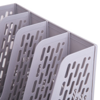 Накопитель д\бумаг верт. 4 отд. Deli 32,6х27,5х25.7cм серый