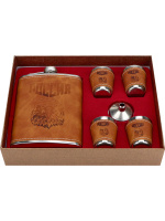 Фляжка  подарочная 240мл "Орел" с аксессуарами (4 рюмки 30мл, воронка)