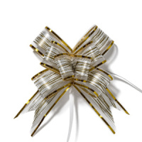 Бант подарочный затягивающийся  10см*30мм с органзой, ассорти, 10шт/уп