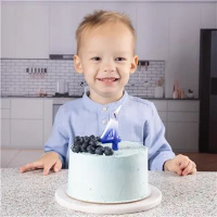 Свеча-цифра "4" Омбре голуб/синий, 6см.