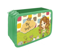 Пенал 3 отд. (190*105*60) молния, лам.картон, ткан.торец "Мои игрушки"