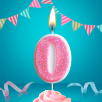 Свеча-цифра "0" сахарная, 4см