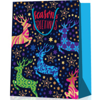 Пакет подар. бум. новогодн. 26*32*12 см 210 гр/м2 "Игрушки" микс дизайнов